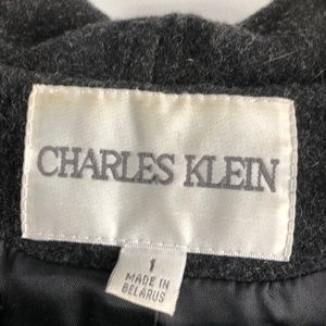 Charles Klein wool coat with rabbit fur hood